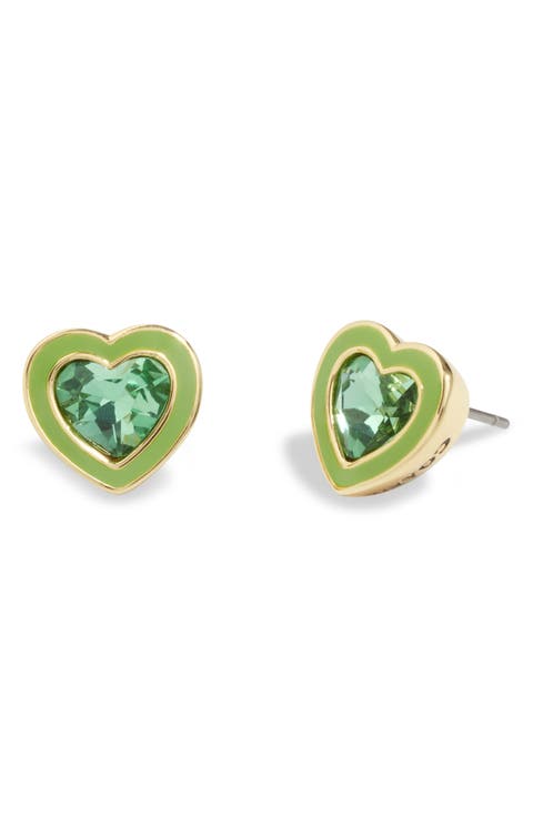 Crystal Heart Stud Earrings