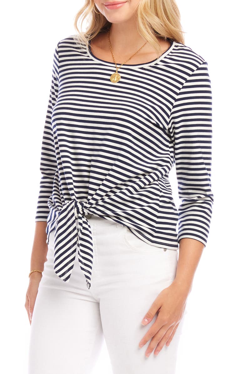 Karen Kane Stripe Tie Hem Top, Alternate, color,