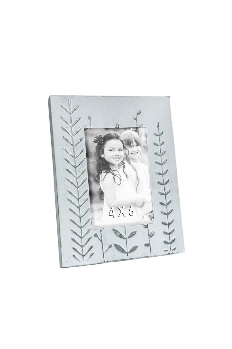 4x6 Embossed Leaves Floral Frame, Main, color, Gray
