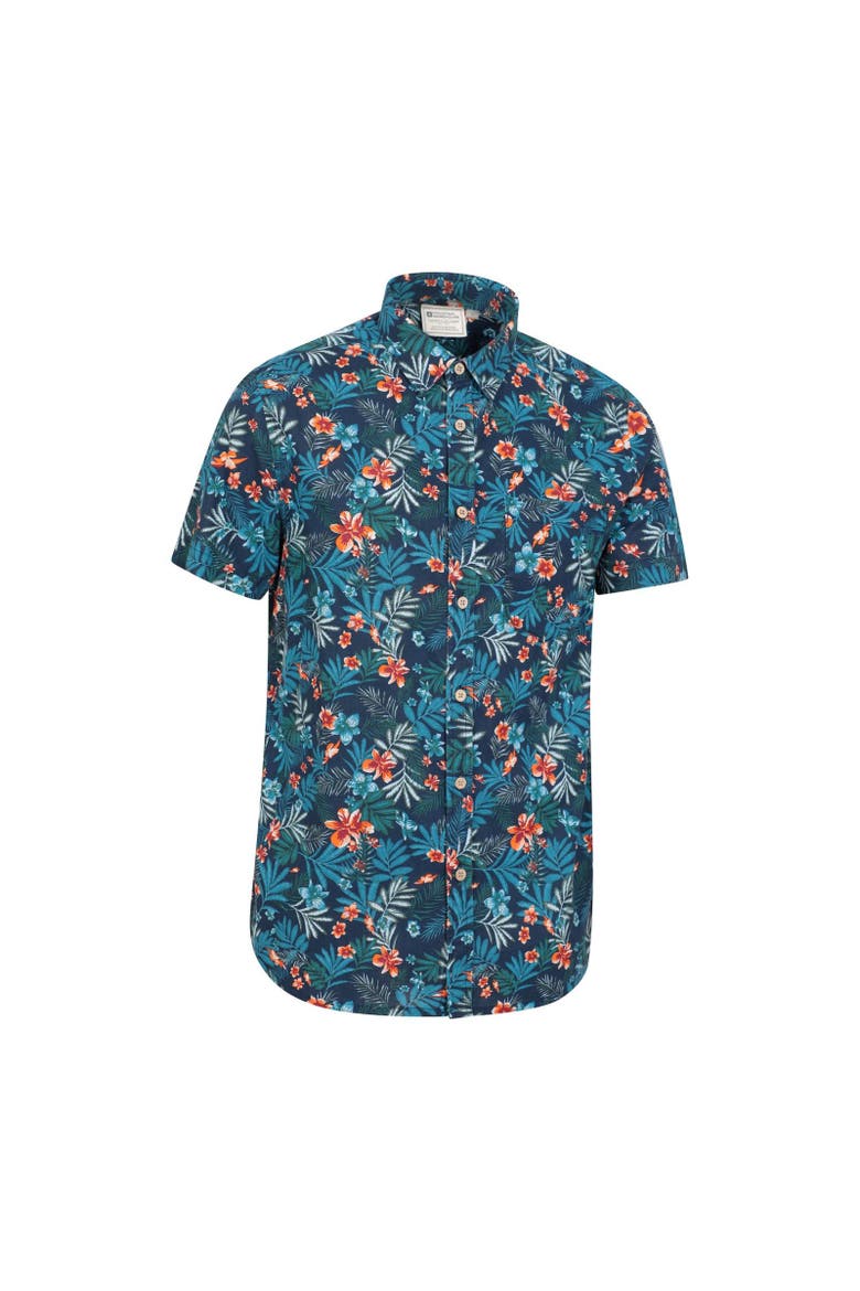 Tropical Floral Short-Sleeved Shirt, Alternate, color, Navy