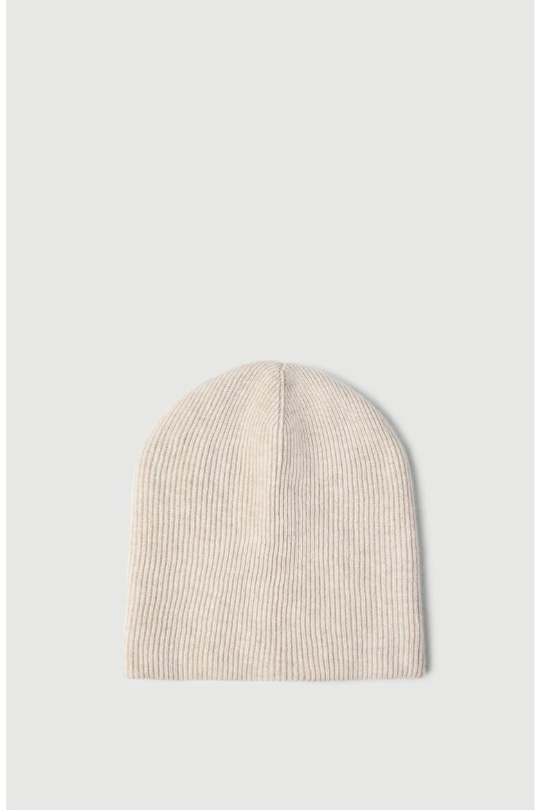 Cashmere English rib knit beanie, Main, color, Oyster