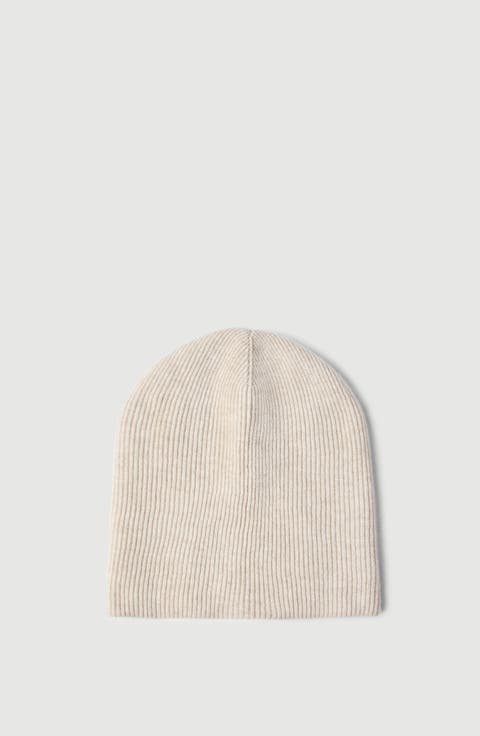 Cashmere English rib knit beanie