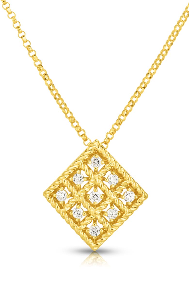 Roberto Coin Byzantine Barocco Diamond Pendant Necklace, Main, color,