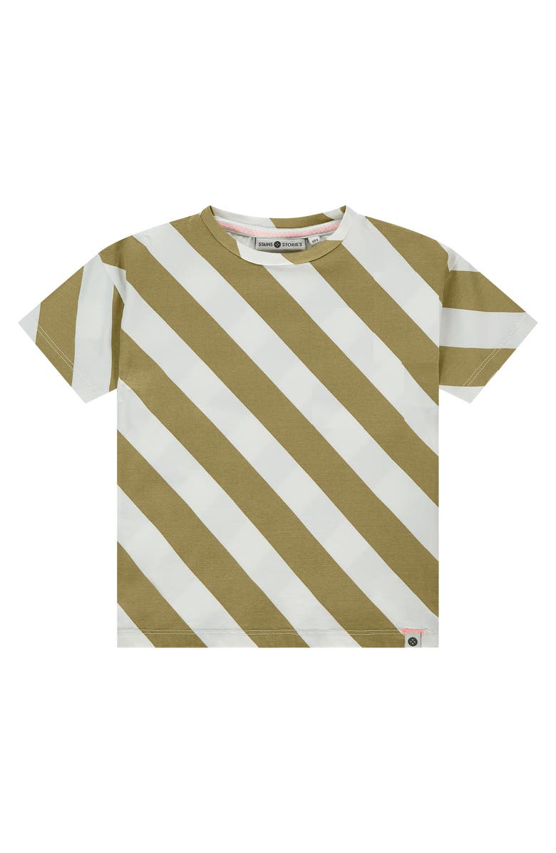 Stains and Stories by Babyface Diagonal Striped T-Shirt, Main, color, Kiwi