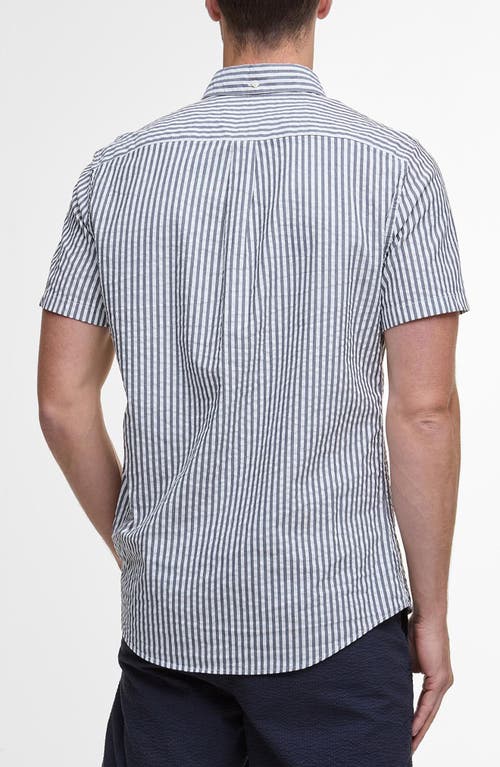 Barbour Creswell Seersucker Button-down Shirt In Gray