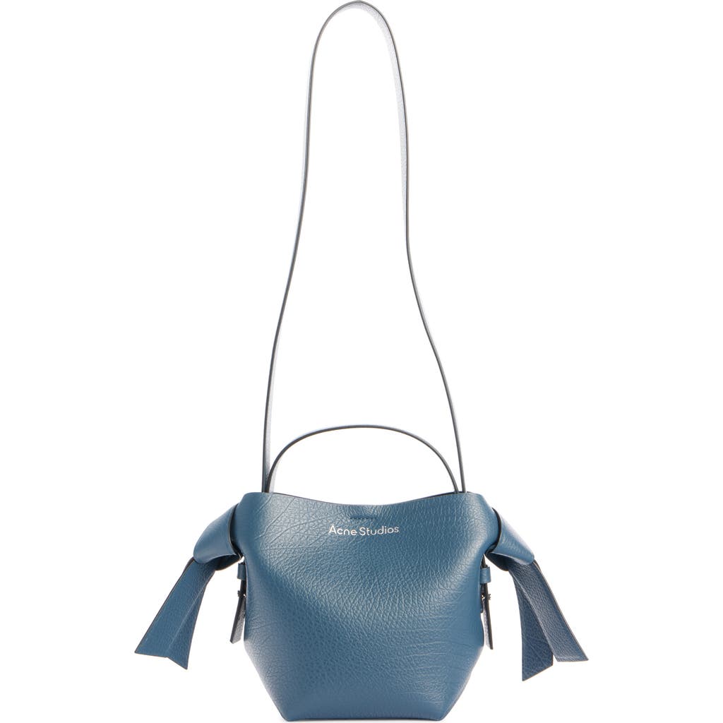 Acne Studios Mini Musubi Leather Shoulder Bag In Blue