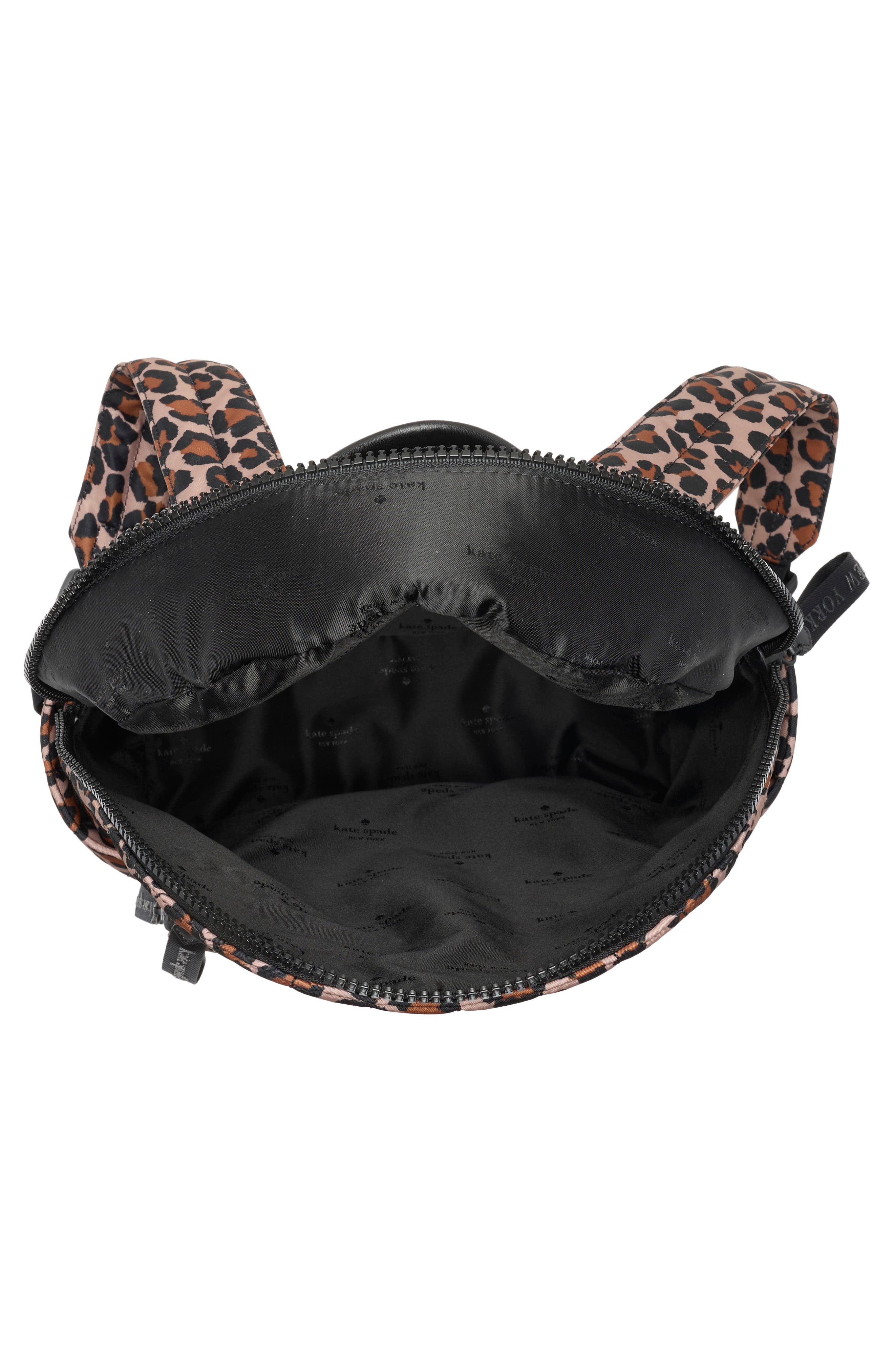 Kate Spade New York camden quilted large leopard backpack, Alternate, color, Brown Multi