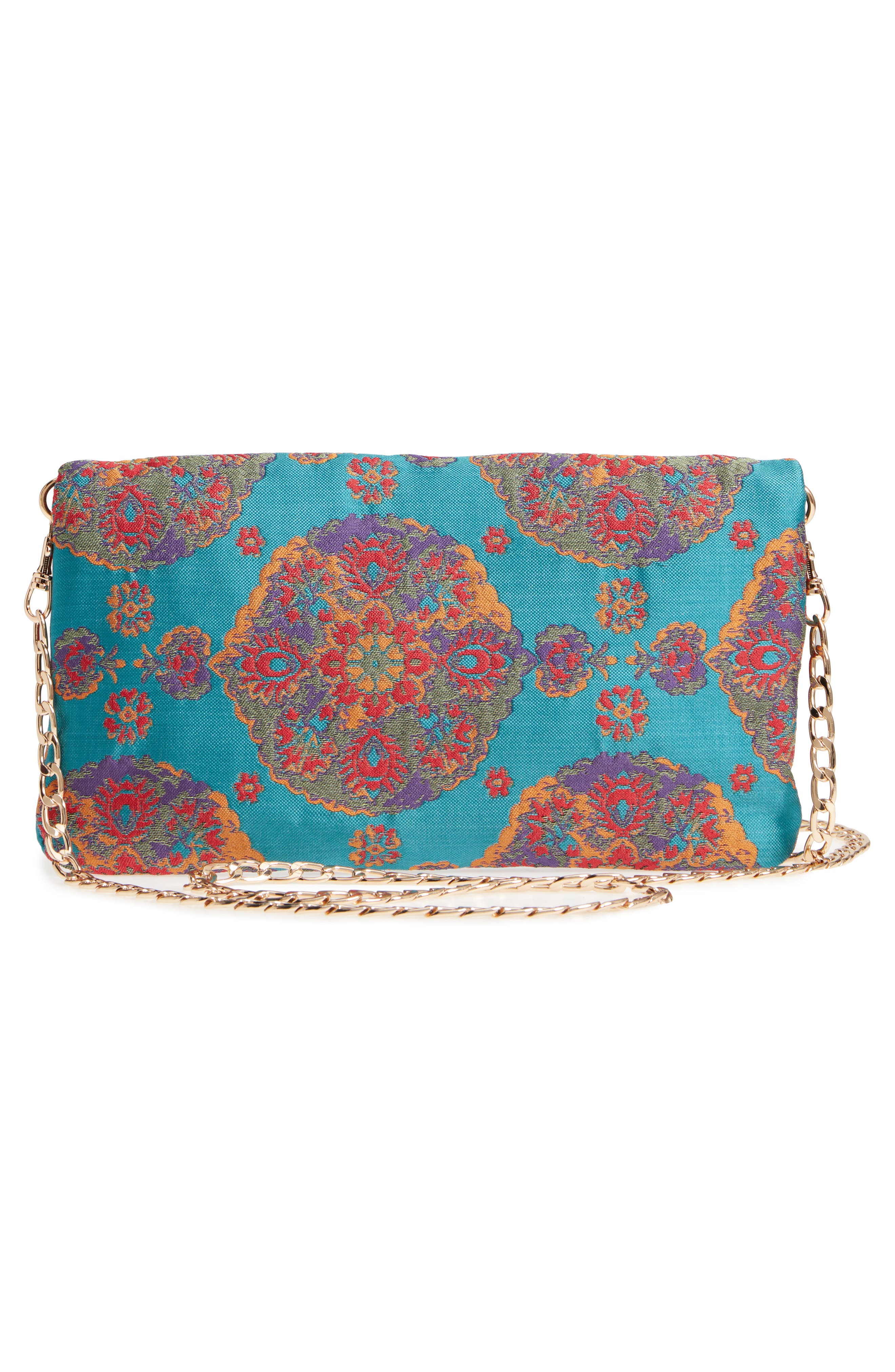 Sole Society Floral Jacquard Foldover Clutch, Alternate, color, 