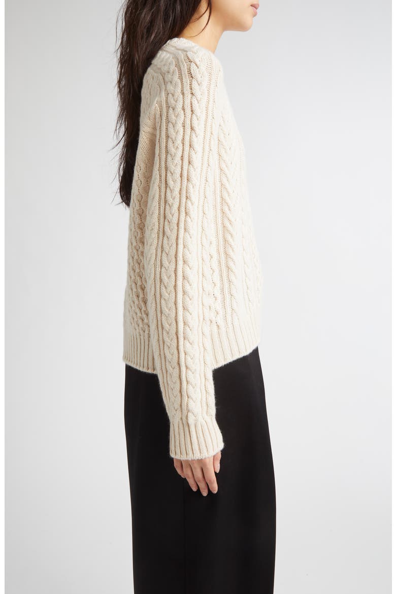 Aran Cable Knit Cashmere Sweater, Alternate, color, CHAMPAGNE