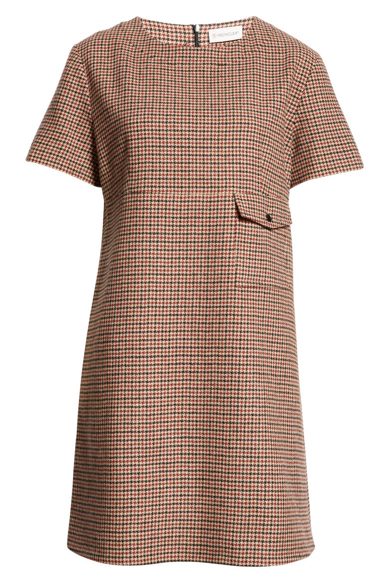 Houndstooth Check Virgin Wool Blend Dress, Alternate, color, BEIGE