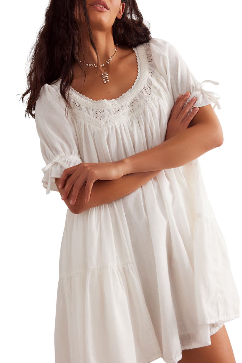 Sandy Shores Cotton Babydoll Minidress, Alternate, color, IVORY