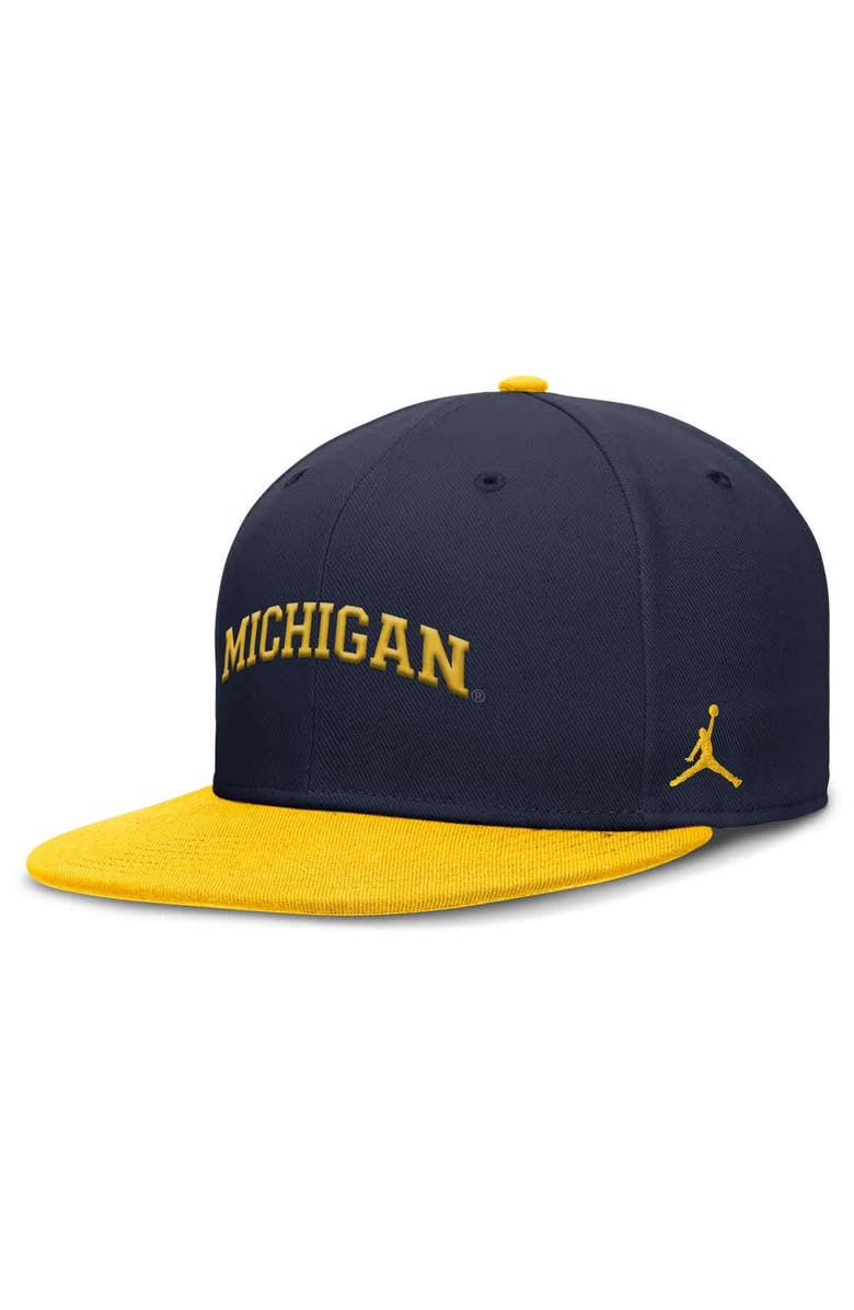 Jordan Brand Men's Jordan Brand Navy/Maize Michigan Wolverines Two-Tone Primetime Performance Fitted Hat, Alternate, color, Navy