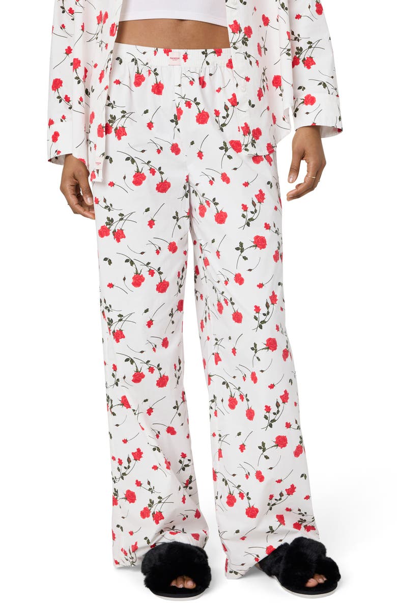 Florence by Mills Couch Date Sleep Pants, Main, color, Rose Print Jet