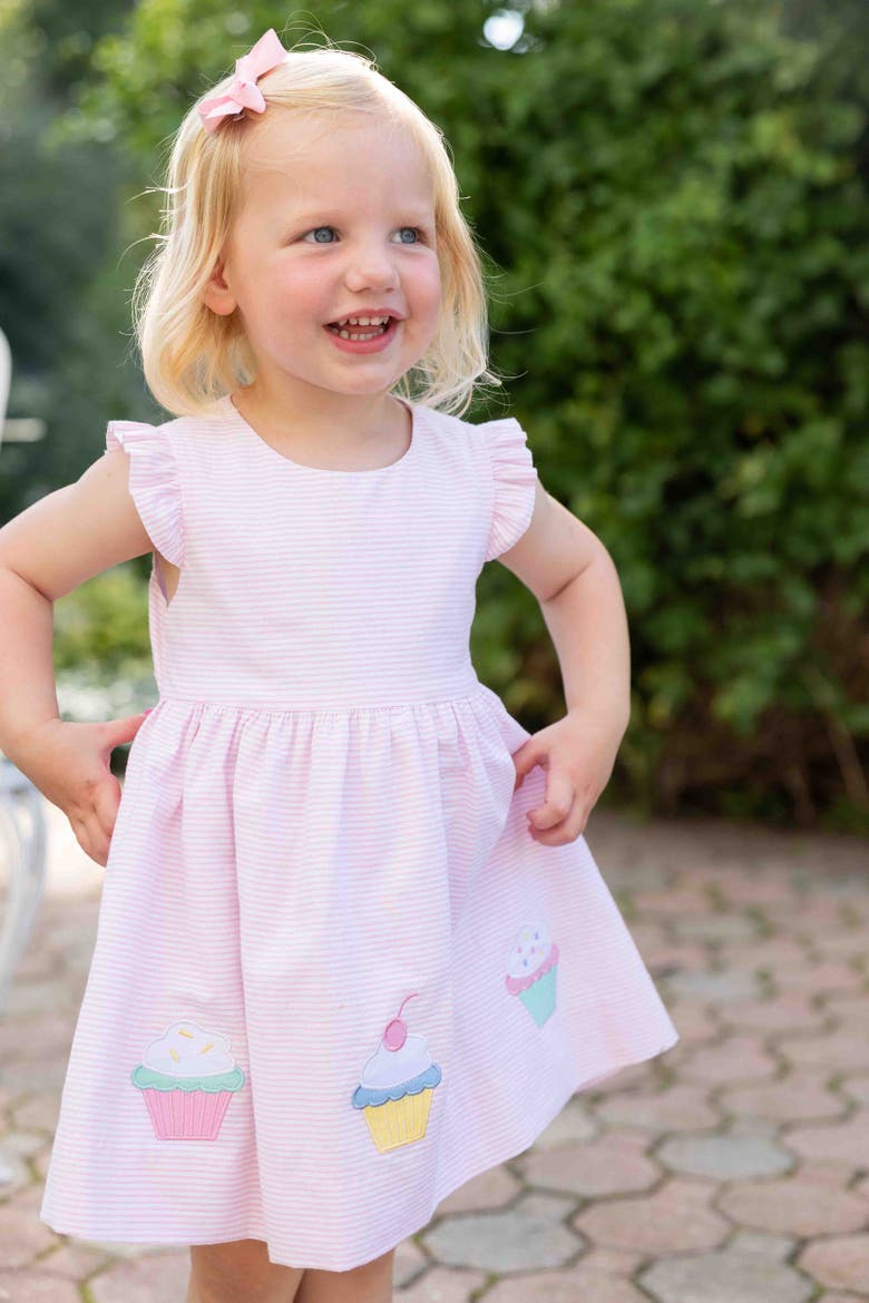 Seersucker Dress with Cupcakes, Alternate, color, Pink/White