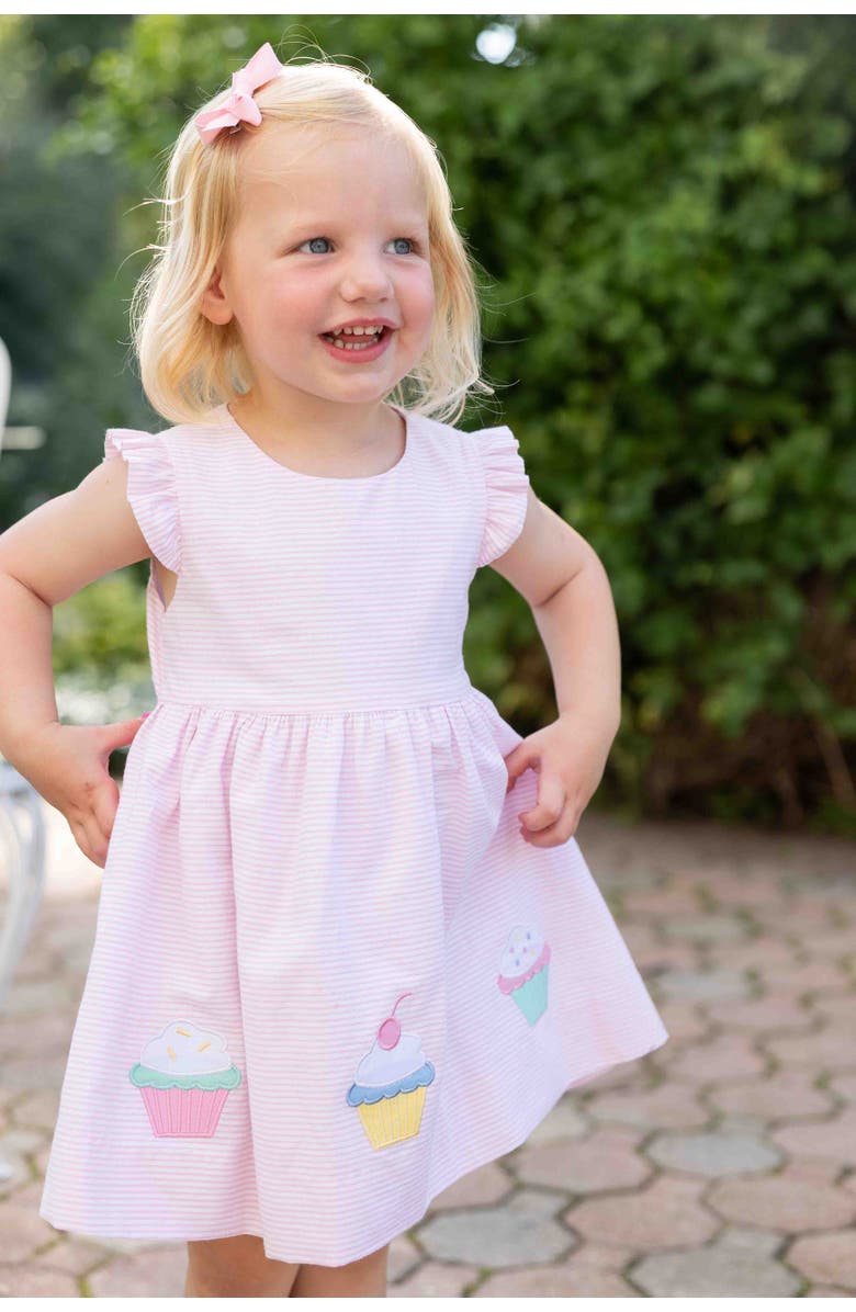 Florence Eiseman Seersucker Dress with Cupcakes, Alternate, color, Pink/White