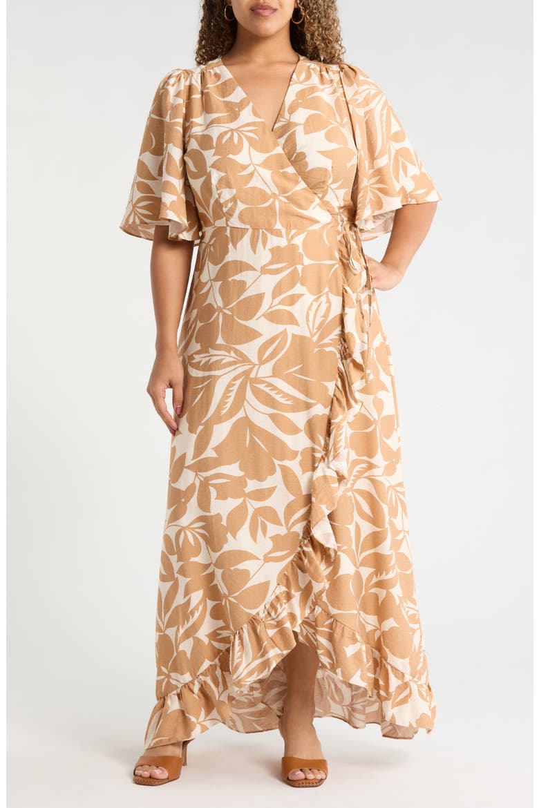 Ruffle Wrap Dress, Main, color, OATMEAL