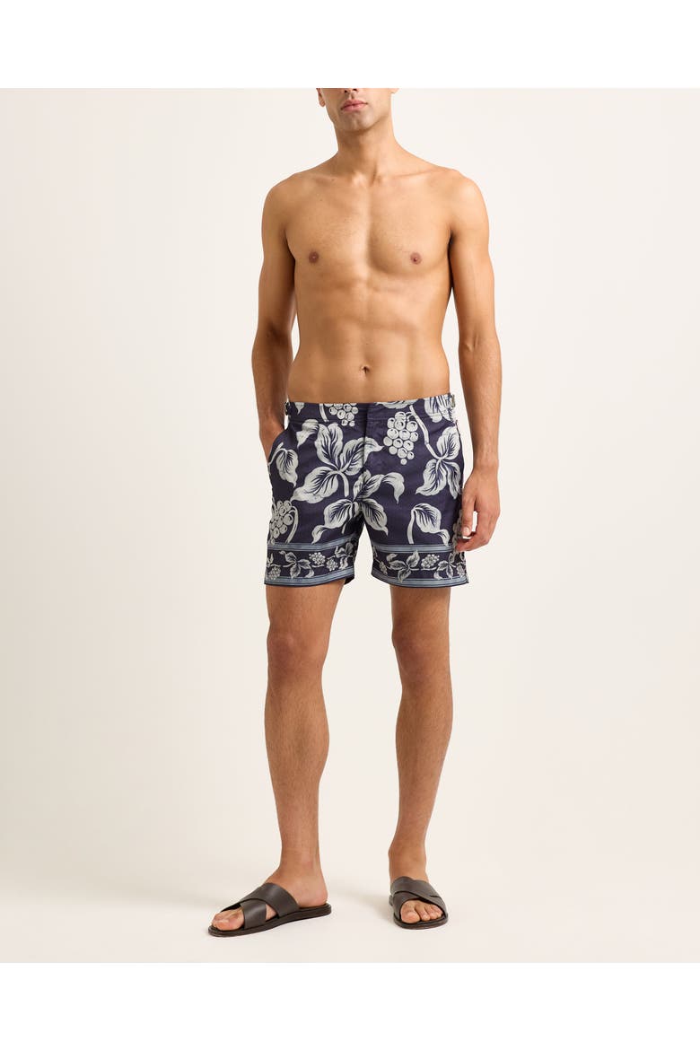 Bulldog Exclusive-Print Mid-Length Swim Shorts, Alternate, color, NIGHT IRIS