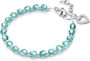 Tiny Blessings Sterling Silver Birthstone Crystal 6.25" Bracelet
