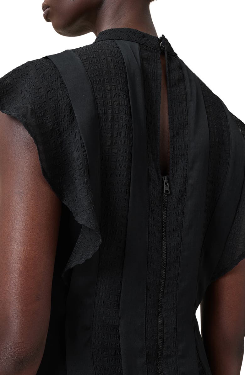 AllSaints Fleur Texture Dress, Alternate, color, Black
