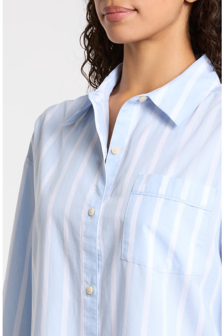 Oversize Stripe Cotton Short Pajamas, Alternate, color, BLUE- WHITE SIMPLE STRIPE