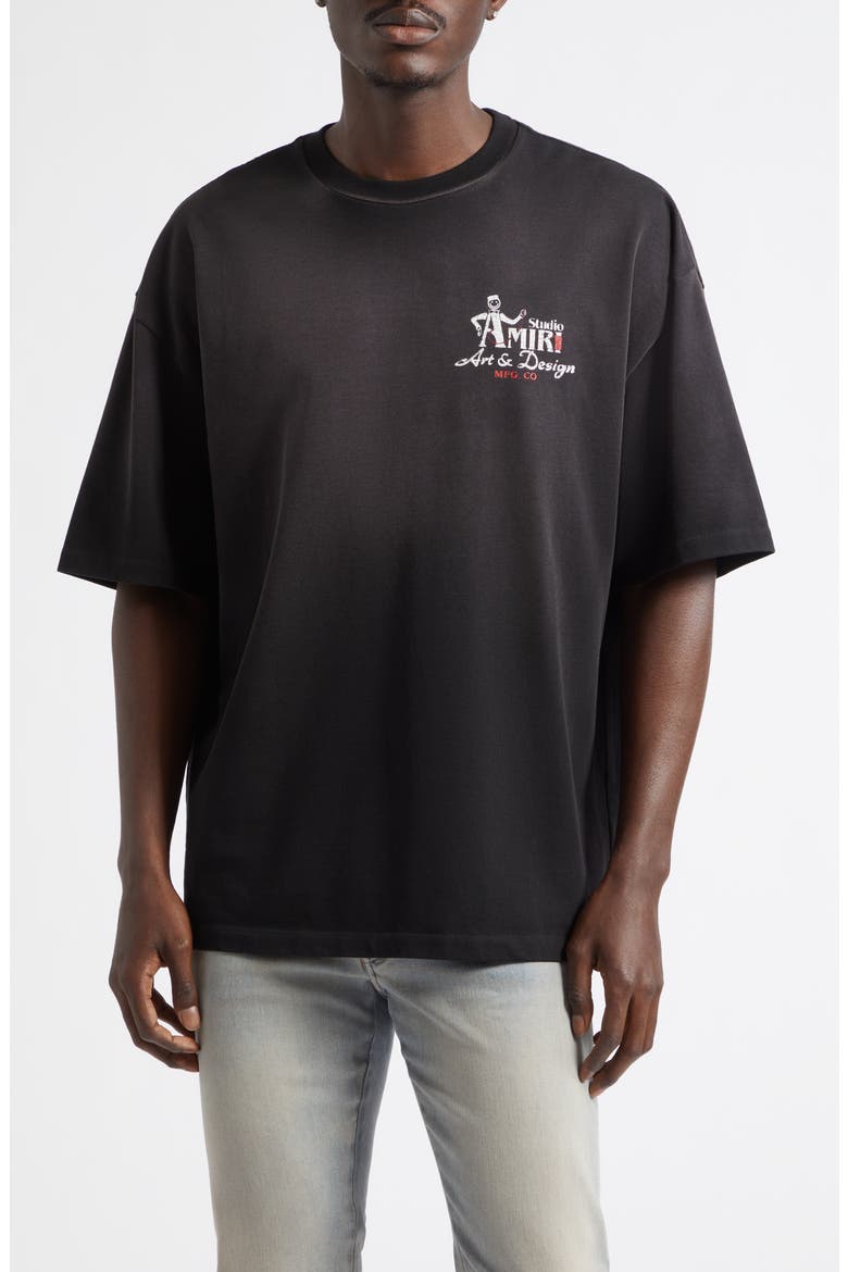 Oversize Studio Embroidered Skate T-Shirt, Main, color, BLACK