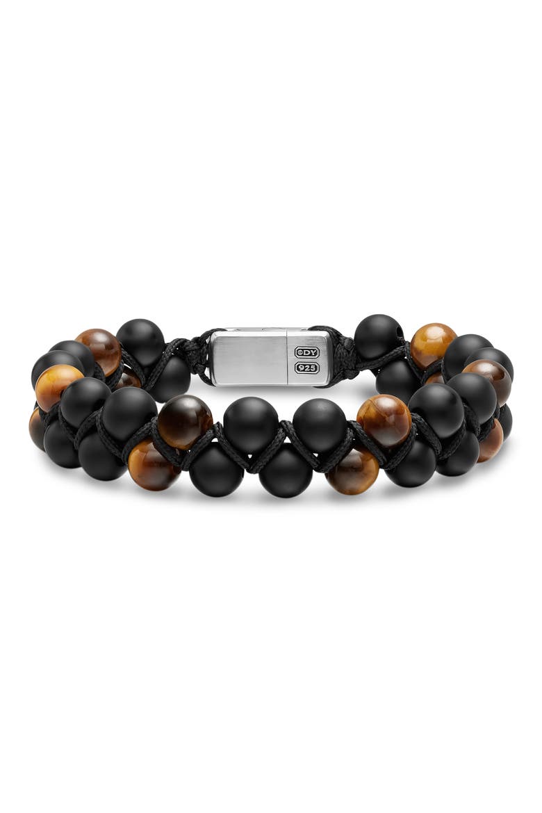 Spiritual Beads Two-Row Woven Bracelet, Main, color, BLACK ONYX TIGERS EYE