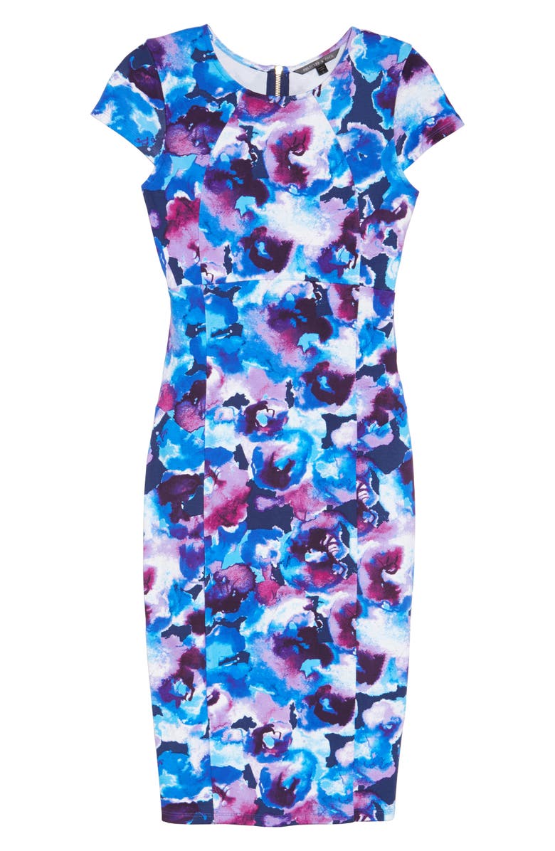 Felicity & Coco Wardess Floral Ponte Sheath Dress, Alternate, color, 