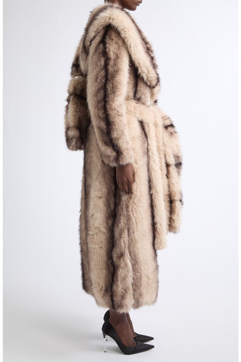 Maja Stripe Faux Fur Coat, Alternate, color, TAUPE