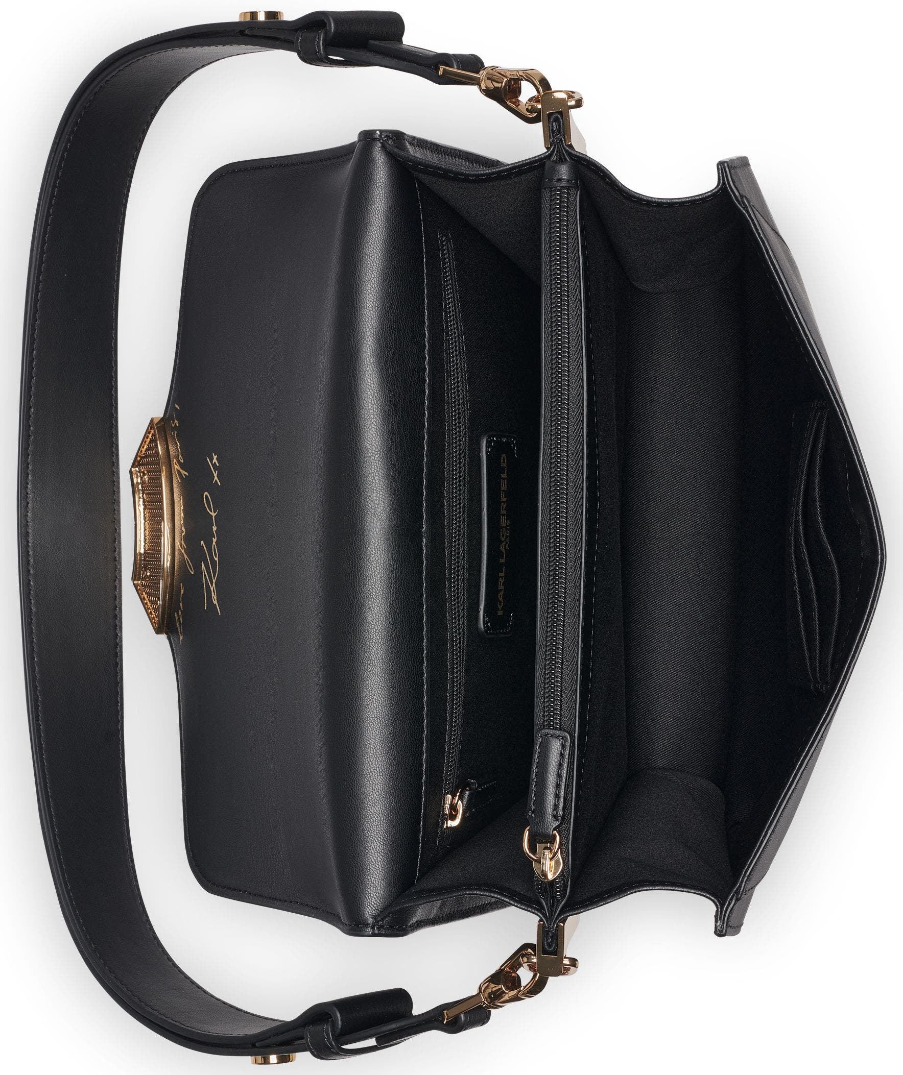 KARL LAGERFELD PARIS Madelyn Shoulder, Alternate, color, Black/Gold