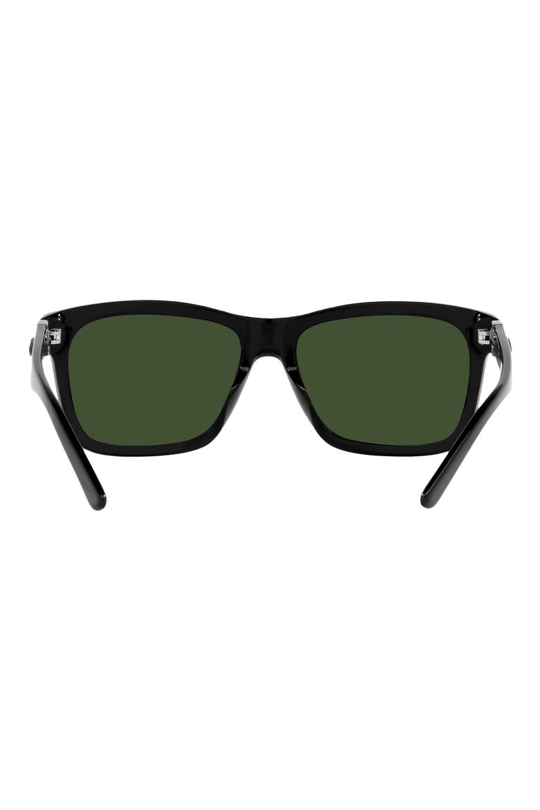 57mm Rectangular Sunglasses, Alternate, color, SHINY BLACK / DARK GREEN