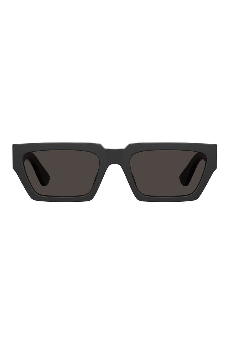 55mm Rectangular Sunglasses, Main, color, MATTE BLACK