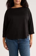 MAX STUDIO Three-Quarter Sleeve Rib Top
