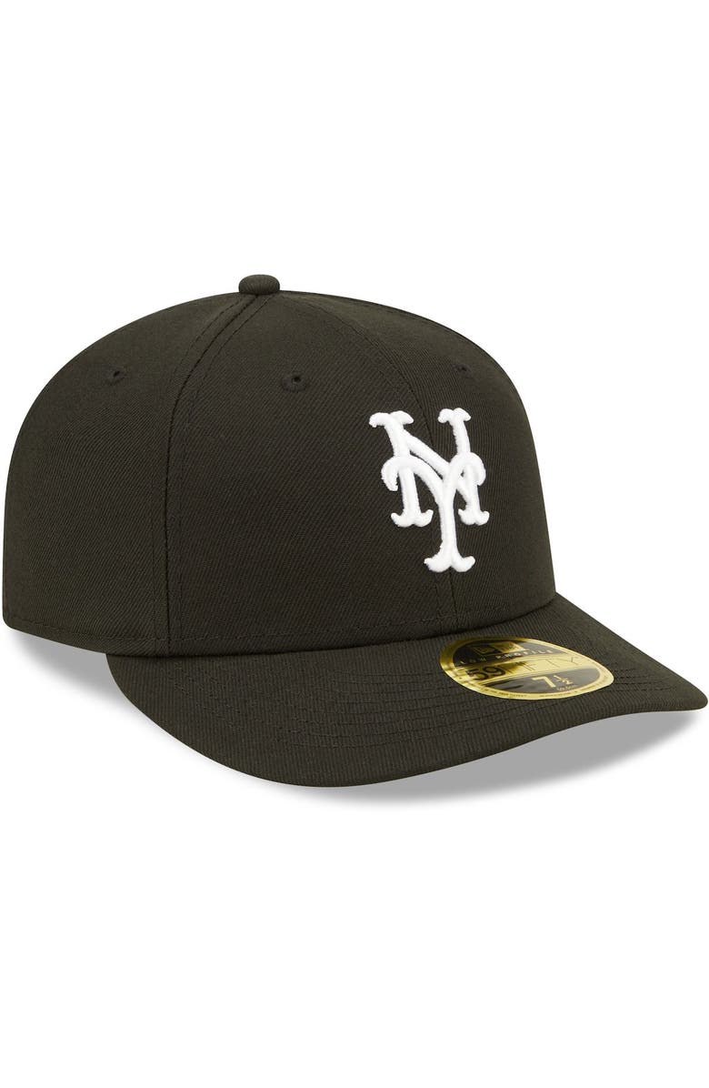 New Era Men's New Era New York Mets Black & White Low Profile 59FIFTY Fitted Hat, Alternate, color, 