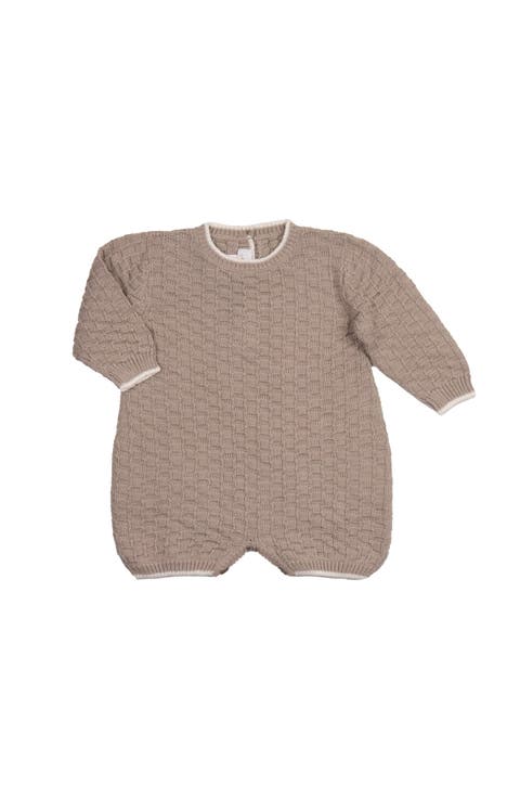 Baby Basketweave Knit Romper Taupe