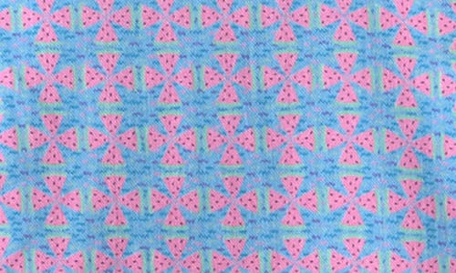 Johnston & Murphy Kids' Watermelon Print Short Sleeve Button-up Shirt In Blue
