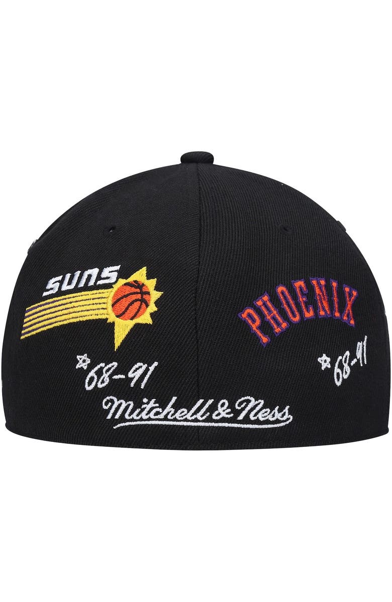 Mitchell & Ness Men's Mitchell & Ness Black Phoenix Suns Hardwood Classics Timeline Fitted Hat, Alternate, color,