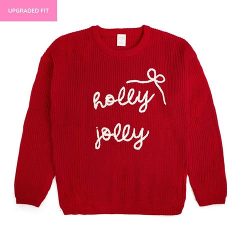 Holly Jolly Bow Merry Christmas Knit Women's Sweater
