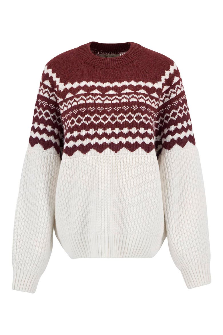 Mabel Fair Isle Wool Blend Sweater, Alternate, color, BURGUNDY MULTI