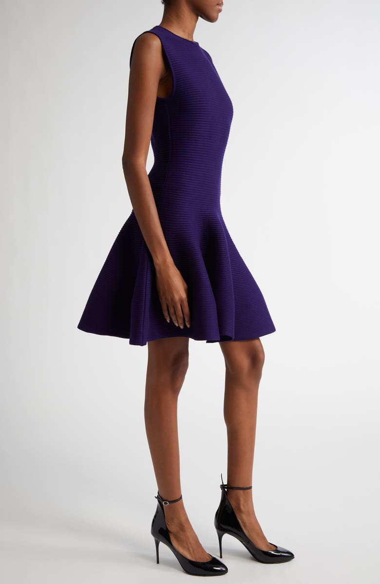 Alaïa Rib Wool Blend Skater Minidress, Alternate, color, Violet Fonce