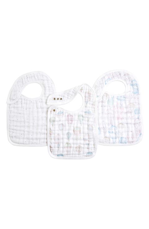 3-Pack Classic Organic Cotton Muslin Snap Bibs