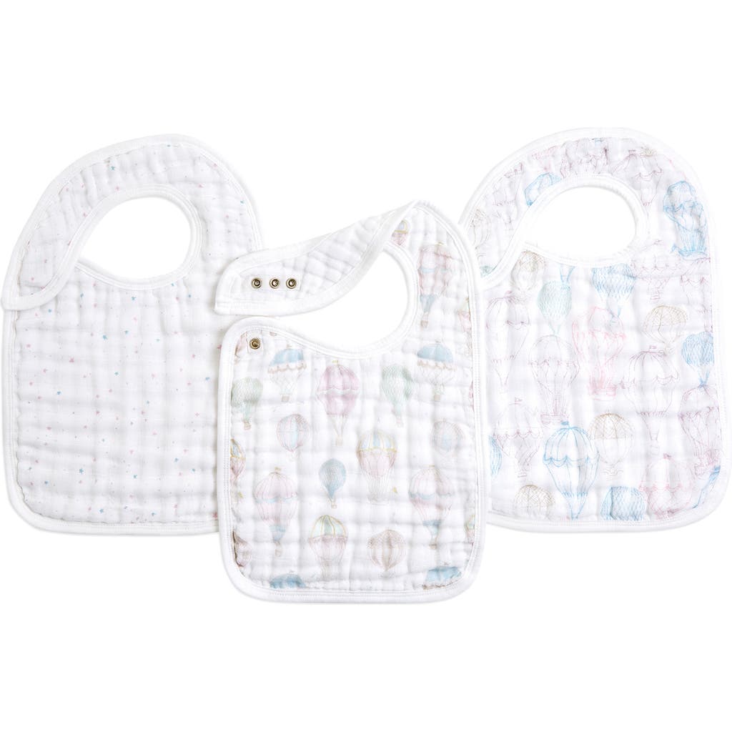 aden + anais 3-Pack Classic Organic Cotton Muslin Snap Bibs in Above The Clouds Pink
