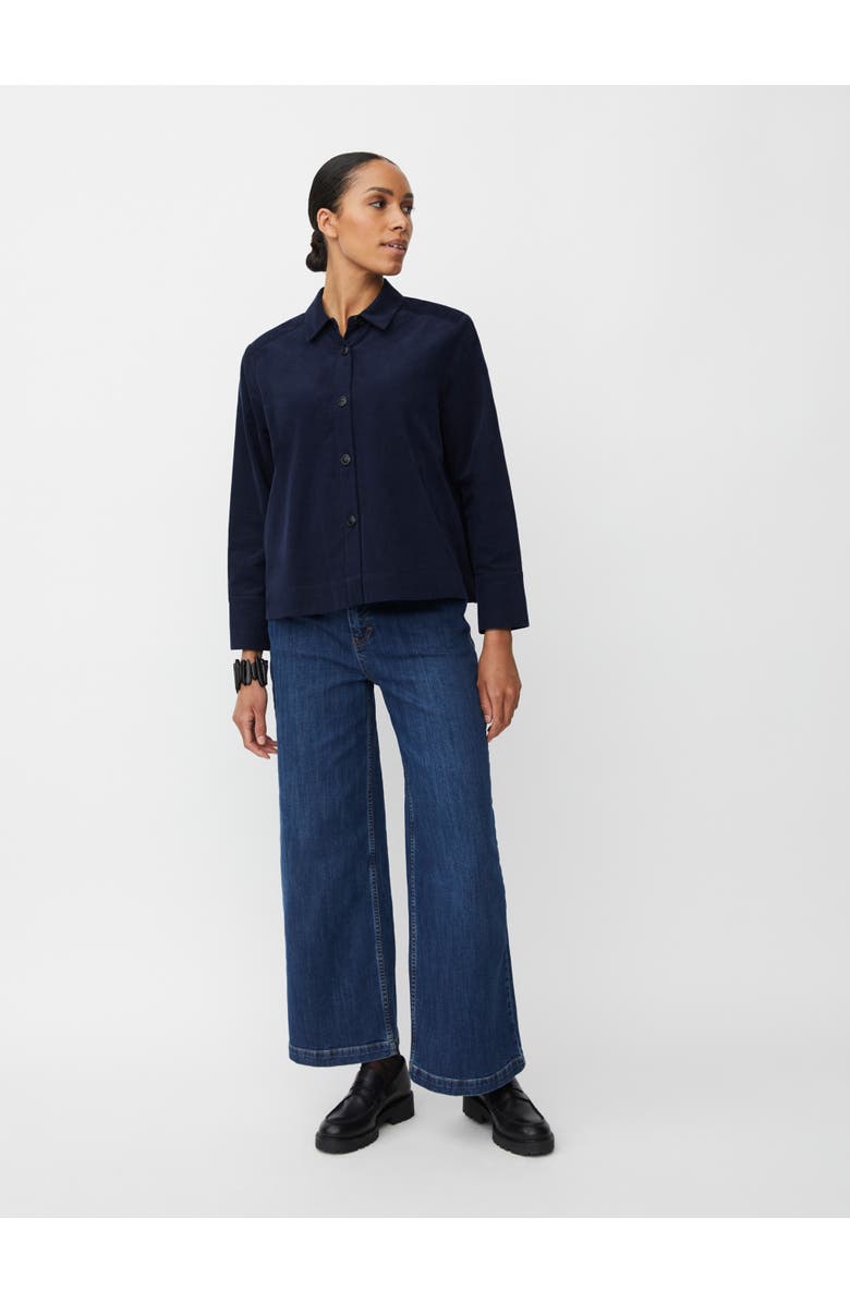 Masai Copenhagen Long Sleeve Collared Velvet Shirt, Alternate, color, Navy Blazer