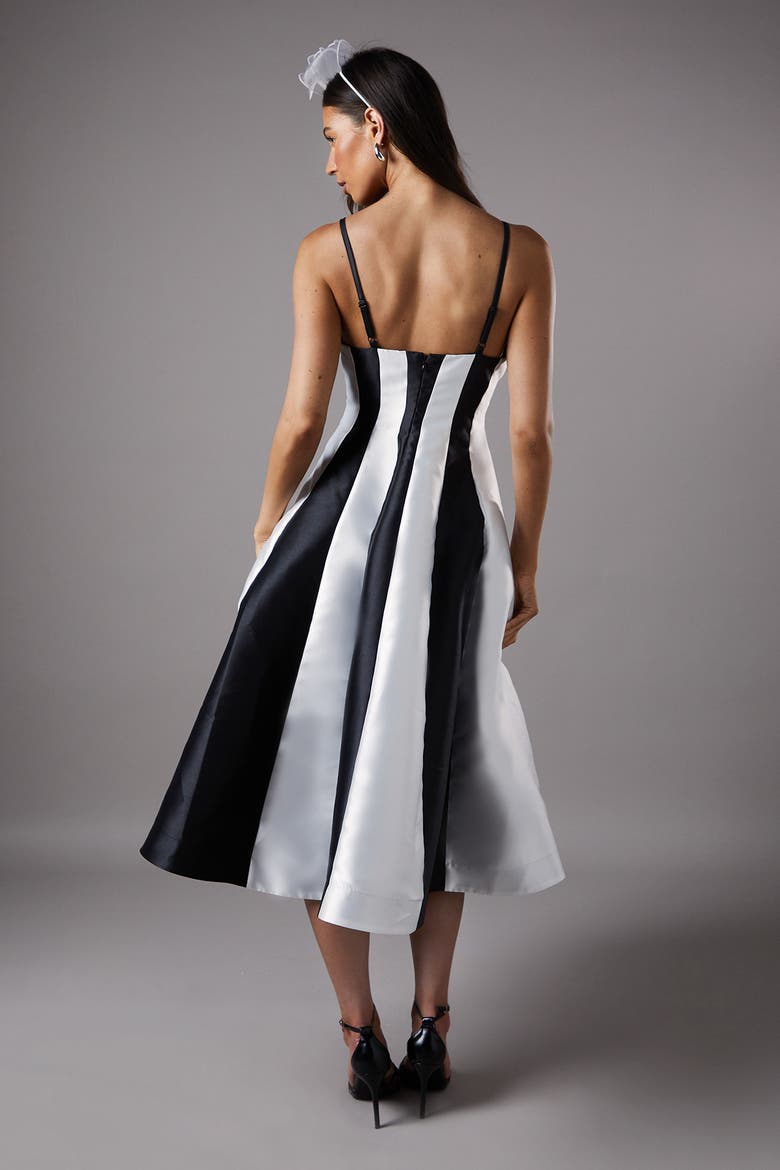 Contrast Panel Midi Dress, Alternate, color, Mono