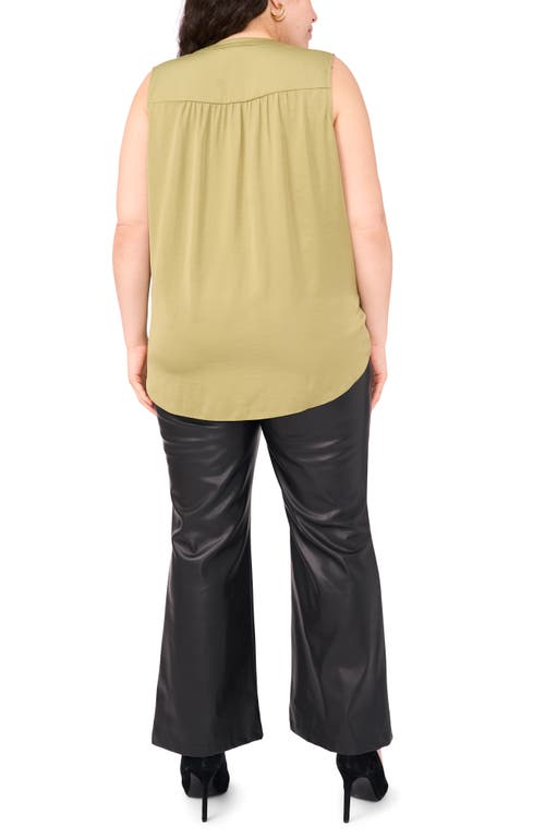 Vince Camuto V-neck Rumple Satin Blouse In Green