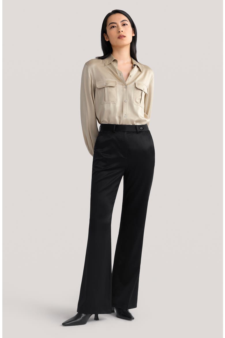 Women's Sandwashed Silk Shirt With Epaulettes, Alternate, color, Light Apricot