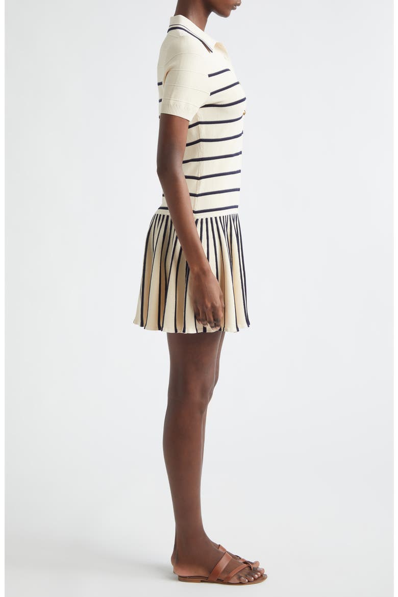 Kindred Spirit Luna Stripe Polo Minidress, Alternate, color, CREAM/ NAVY