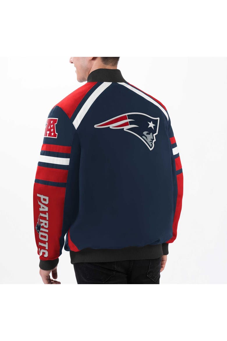 Men's G-III Sports by Carl Banks Navy New England Patriots Power Forward Racing Full-Snap Jacket, Alternate, color, Navy