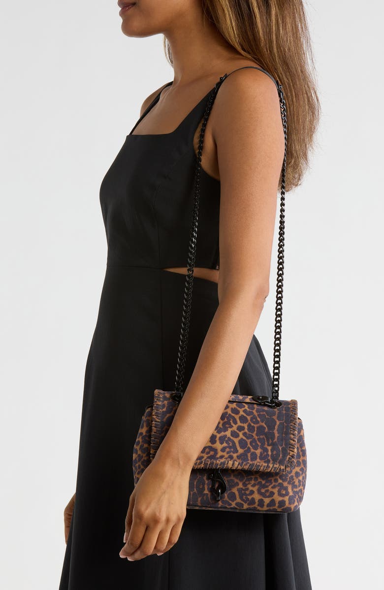 Rebecca Minkoff Edie Whipstitch Suede Crossbody Bag, Alternate, color, Leopard
