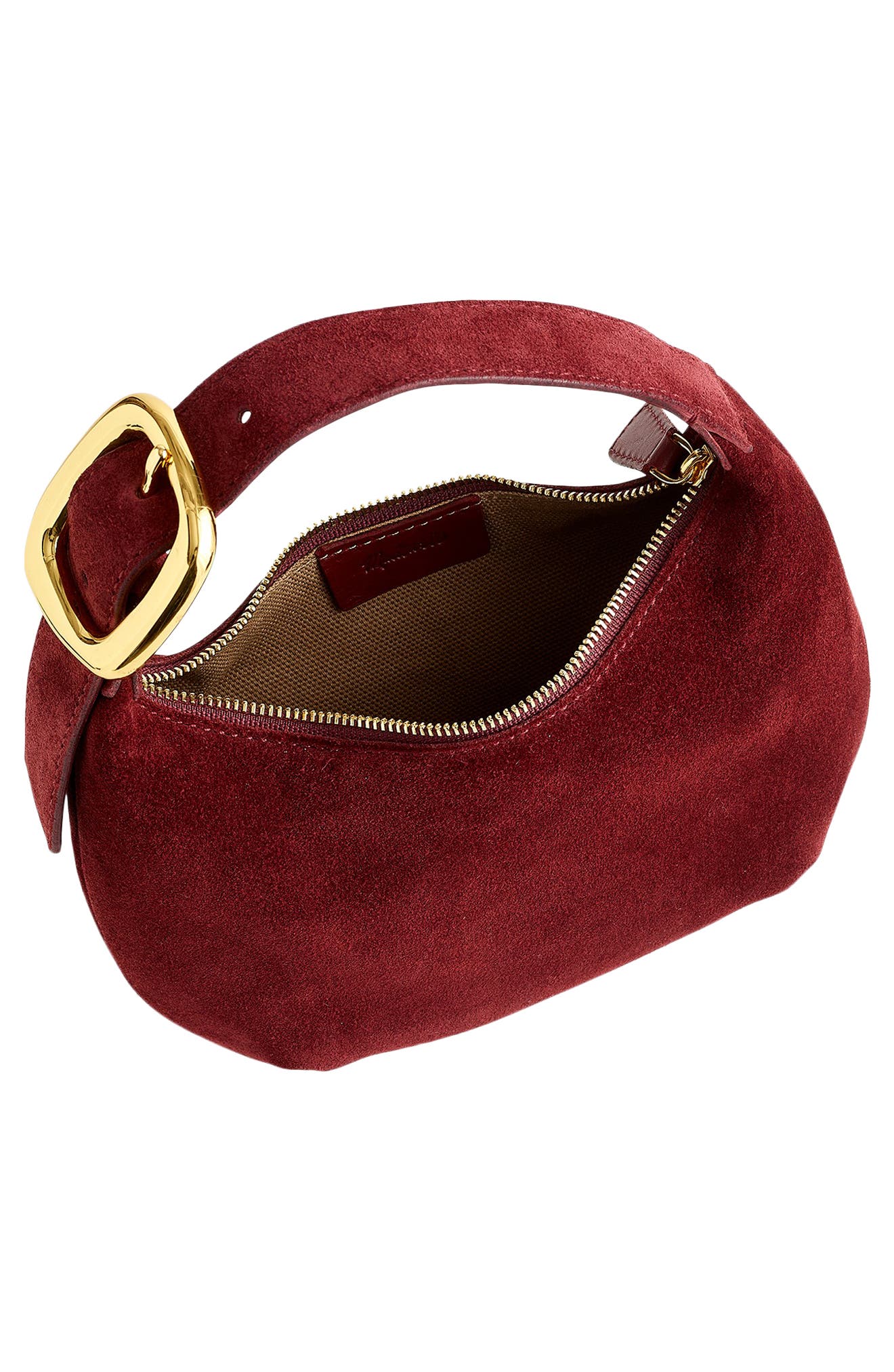 Madewell The Mini Oiled Suede Bag, Alternate, color, Deep Merlot