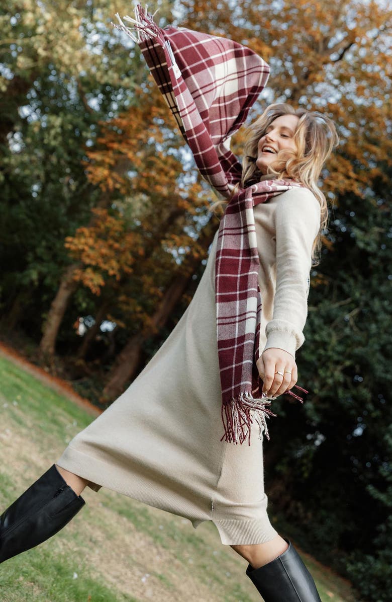 Barbour Hailes Plaid Scarf, Alternate, color, Cabernet Purple